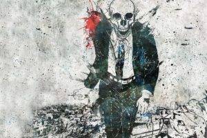 skull, Alex Cherry, Businessmen, Grunge, Artwork, Paint splatter