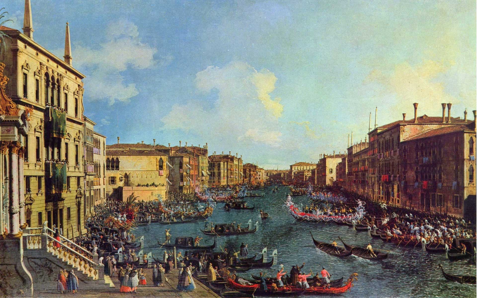 artwork, Painting, Gondolas, Venice, Italy, Canal, Classic art Wallpaper