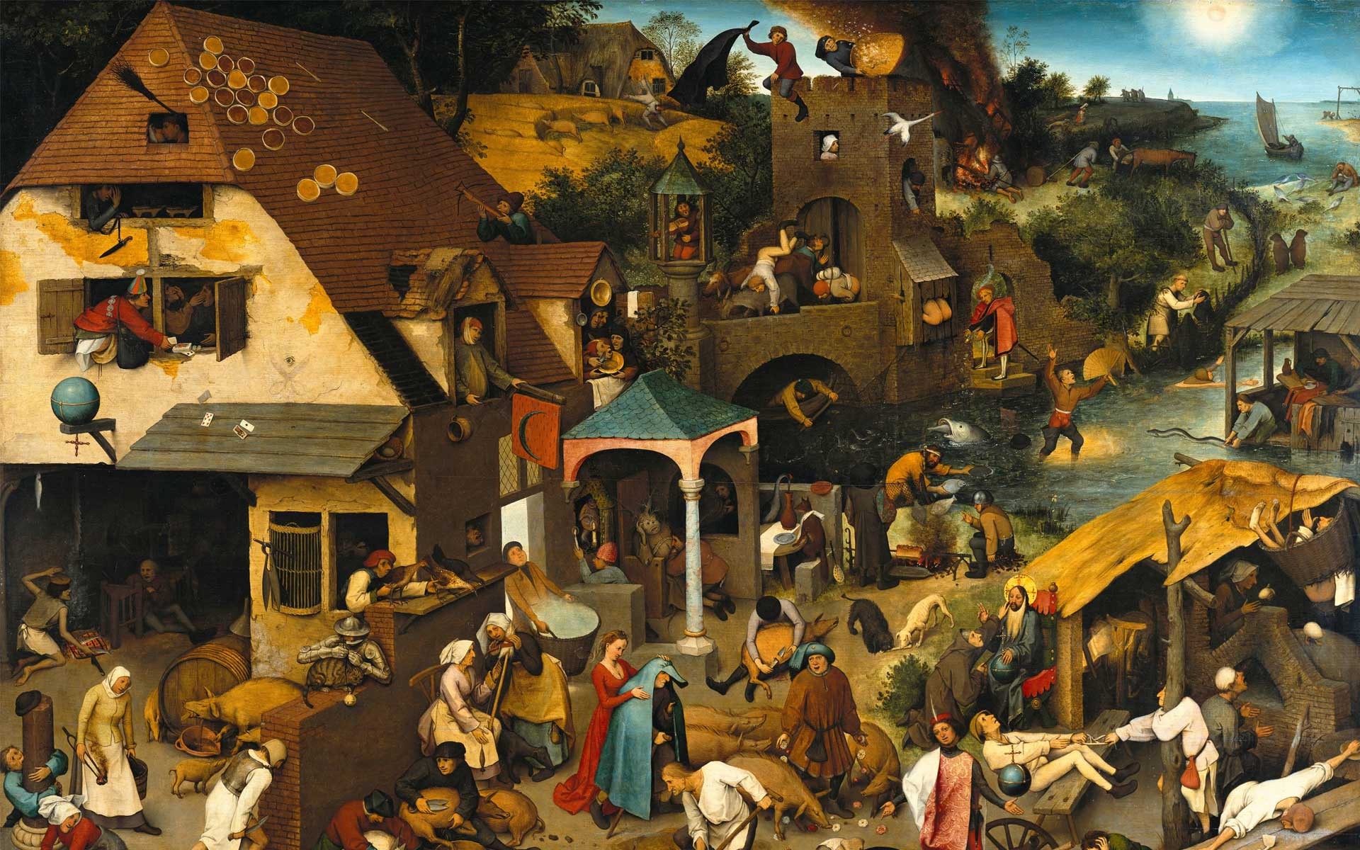 artwork, Painting, Pieter Bruegel, Classic art, Peasants, Villages Wallpaper