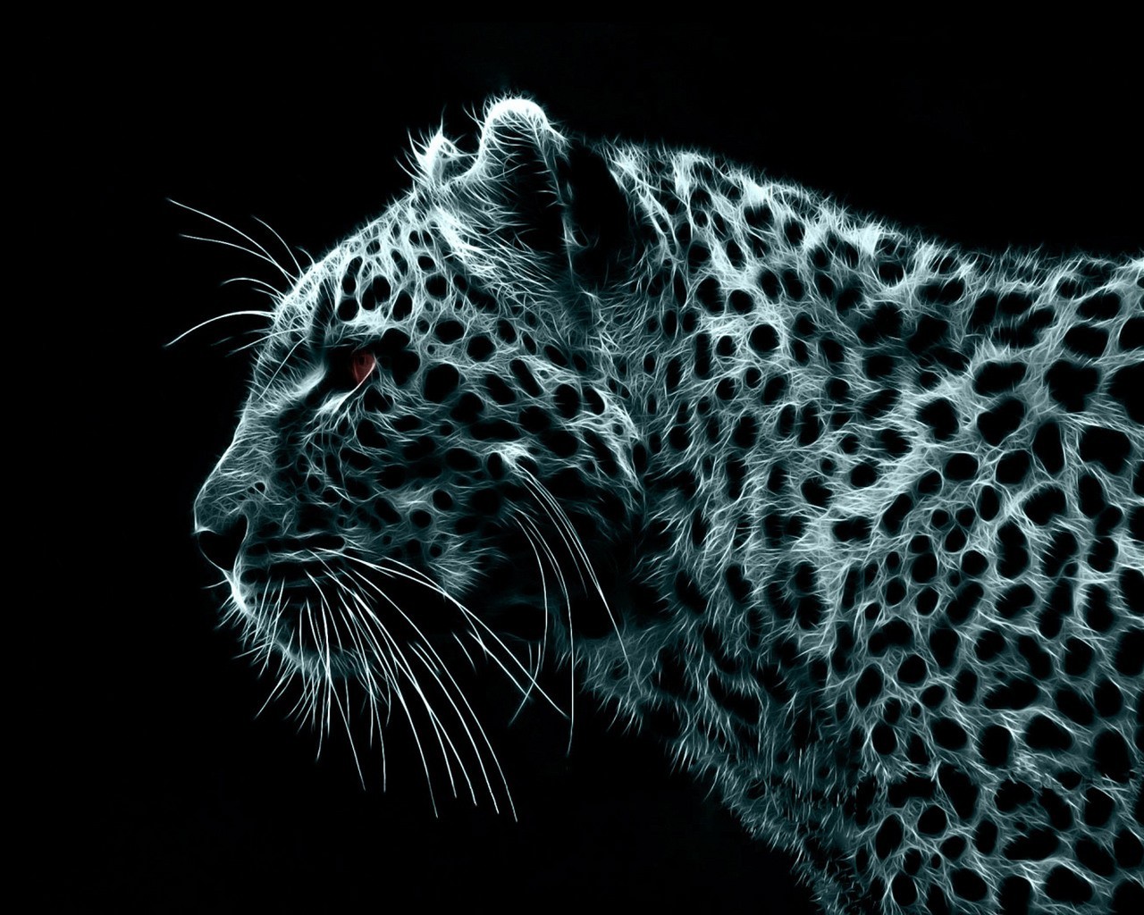 leopard, Black background, Fractalius, Animals, Digital art, Simple background Wallpaper