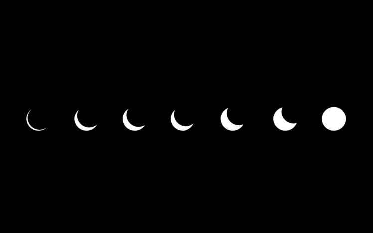 minimalism, Artwork, Black background, Black, White, Monochrome, Moon, Eclipse HD Wallpaper Desktop Background