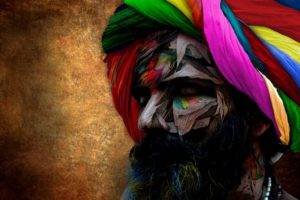 Indian, Headdress, Colorful, Men, Beards, Artwork