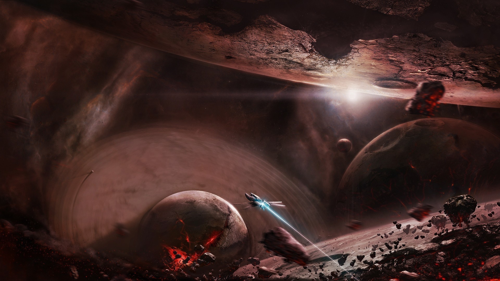science fiction, Artwork, Spaceship, Planet, Futuristic Wallpaper