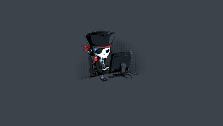 artwork, Pirates, Simple background, Skull HD Wallpaper Desktop Background