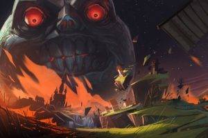 artwork, The Legend of Zelda: Majoras Mask, Windmills, Moon, Apocalyptic
