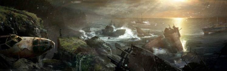 Tomb Raider, Shipwreck, Rain, Cliff HD Wallpaper Desktop Background