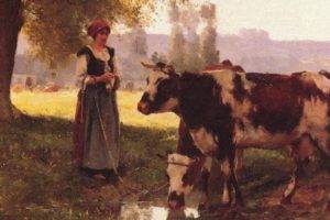 painting, Cows, Farm, Artwork, Classic art, Peasants