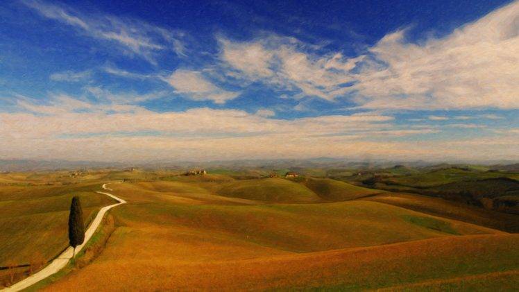 Tuscany, Landscape, Artwork, Painting HD Wallpaper Desktop Background