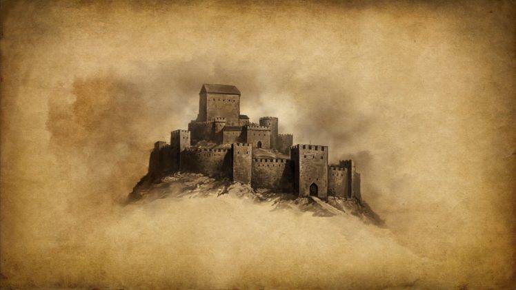 architecture, Drawing, Castle, Tower, Simple background, Brown, Artwork HD Wallpaper Desktop Background