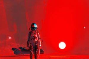 Kuldar Leement, Red background, Astronaut, Science fiction, Artwork, Current Value,  BlackoutMusic