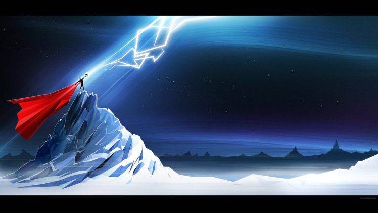 Thor, Artwork, Superhero, Lightning, Mountain HD Wallpaper Desktop Background