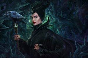 Maleficent, Angelina Jolie, Drawing, Crow, Disney, Artwork, Thorns