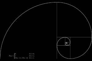 minimalism, Fibonacci sequence, Golden ratio, Mathematics, Spiral, Square, Black background, Numbers, Geometry, Monochrome, Inception