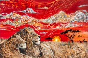 abstract, Lion, Africa, Artwork, Animals