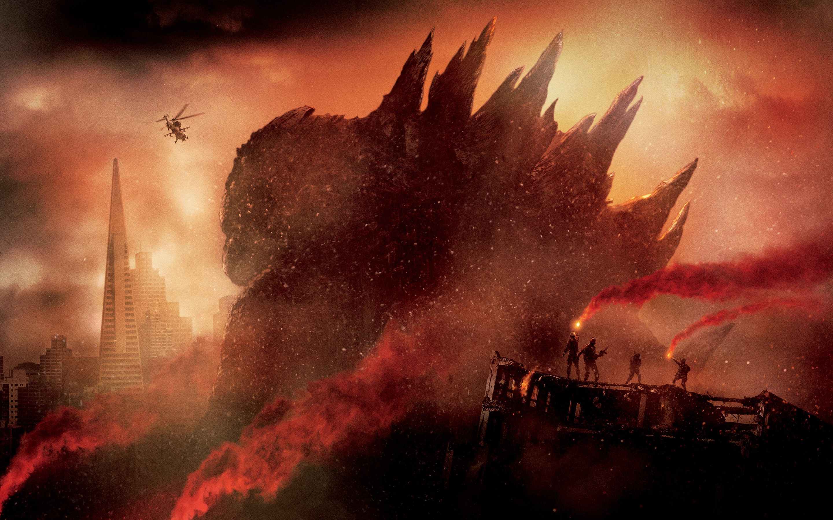Godzilla, Artwork, Red Wallpaper