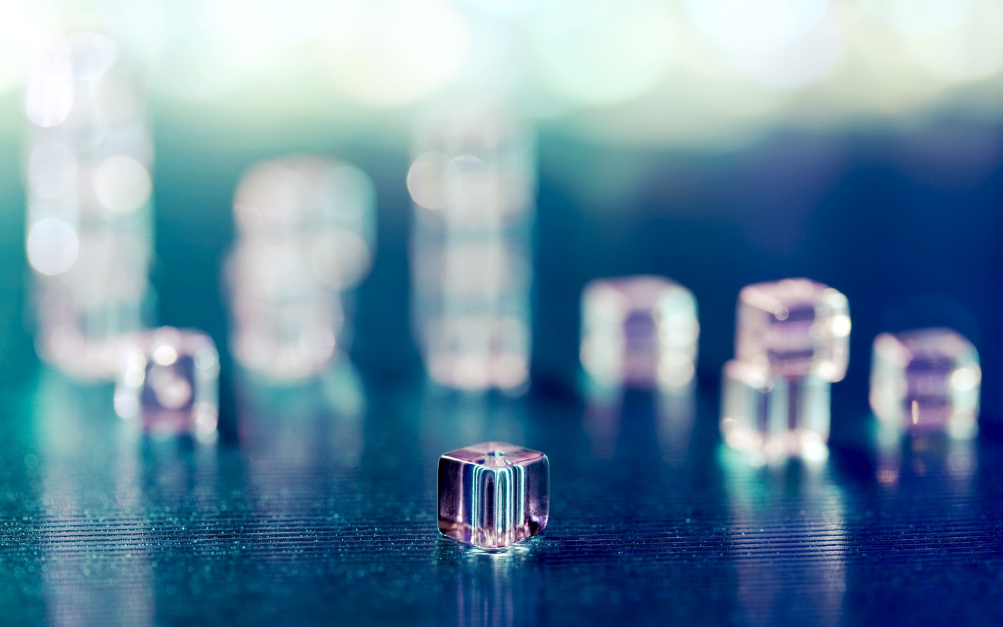 cube, Blurred, Bokeh, Digital art, Reflection Wallpaper