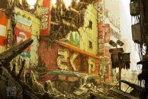 apocalyptic, Artwork, Tokyo, Abandoned, Signs, Broken