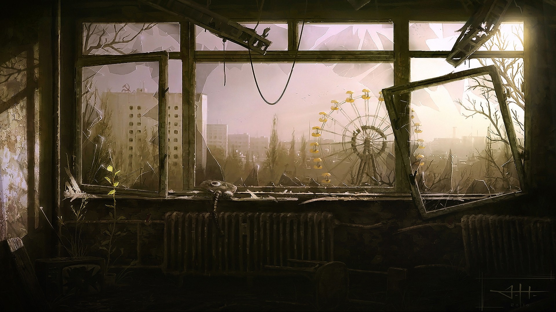 artwork, Chernobyl, Abandoned, Ferris wheel, Broken glass, Sunlight Wallpaper