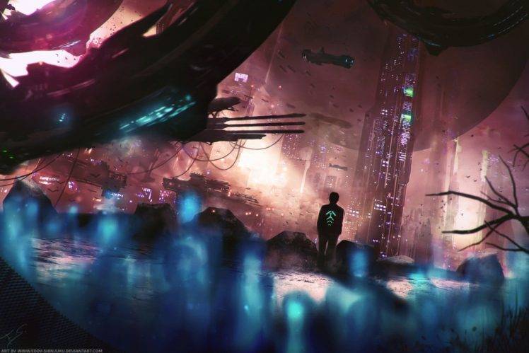 futuristic city, Science fiction, Futuristic, Digital art HD Wallpaper Desktop Background