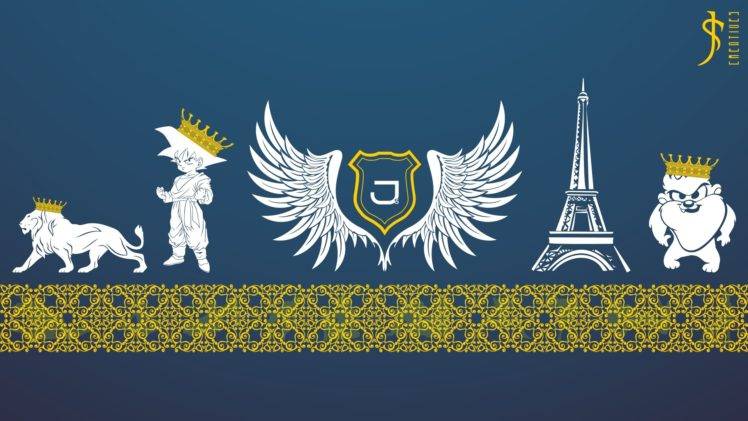 crown, Wings, Eiffel Tower, Artwork, Simple background HD Wallpaper Desktop Background