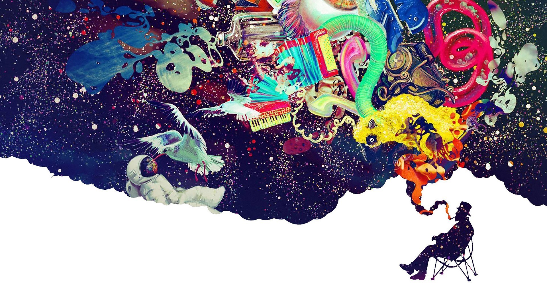 astronaut, Abstract, Surreal, Digital art, Smoking, LSD Wallpaper