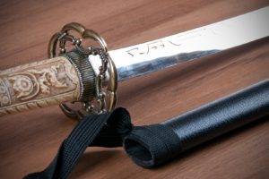 sword, Katana, Japanese, Artwork, Wooden surface