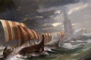 Vikings, Boat, Artwork