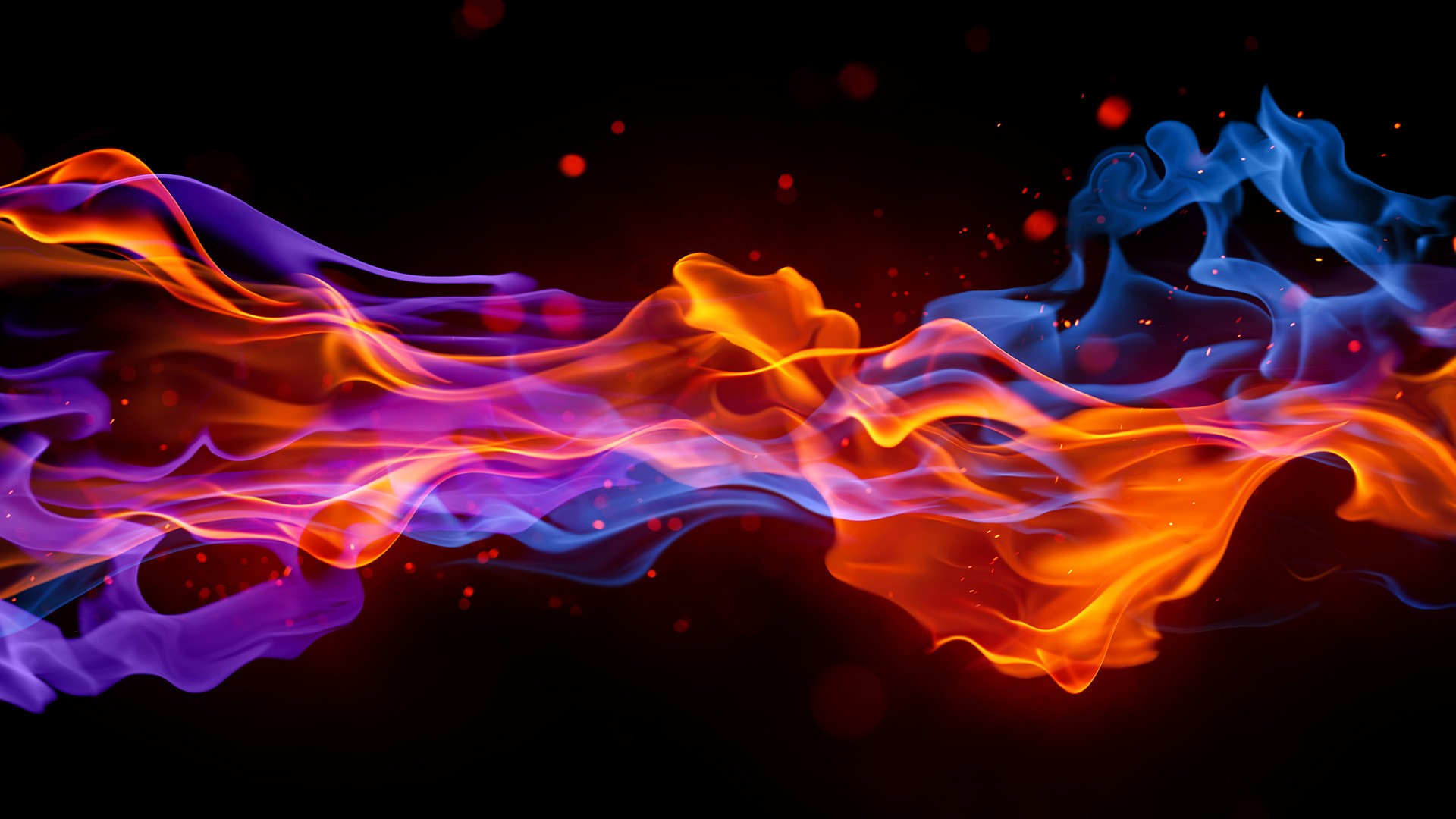 smoke, Blue, Red, Digital art Wallpaper