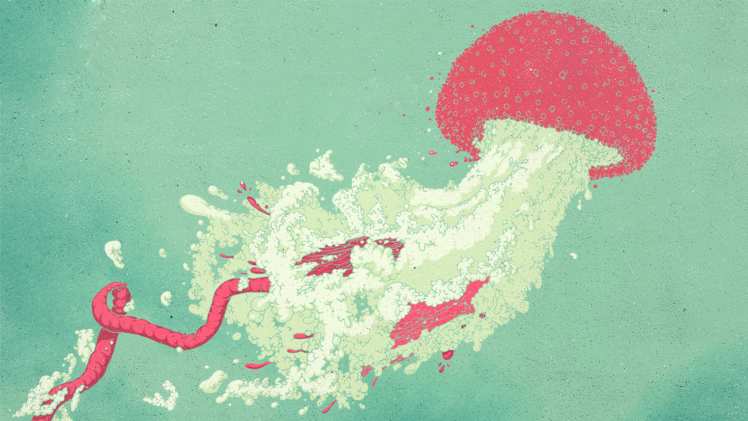 artwork, Jellyfish, Simple background HD Wallpaper Desktop Background