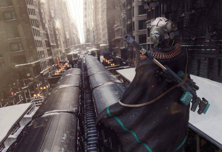 artwork, Futuristic, Science fiction, Train HD Wallpaper Desktop Background