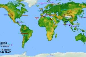 world map, Tomb Raider