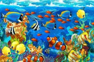 underwater, Artwork, Animals, Fish