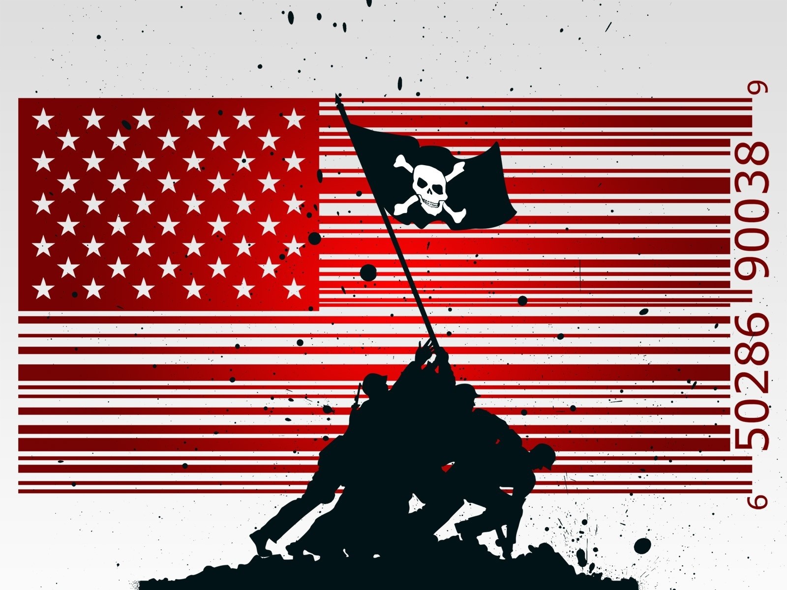 flag, Skull, Digital art Wallpaper