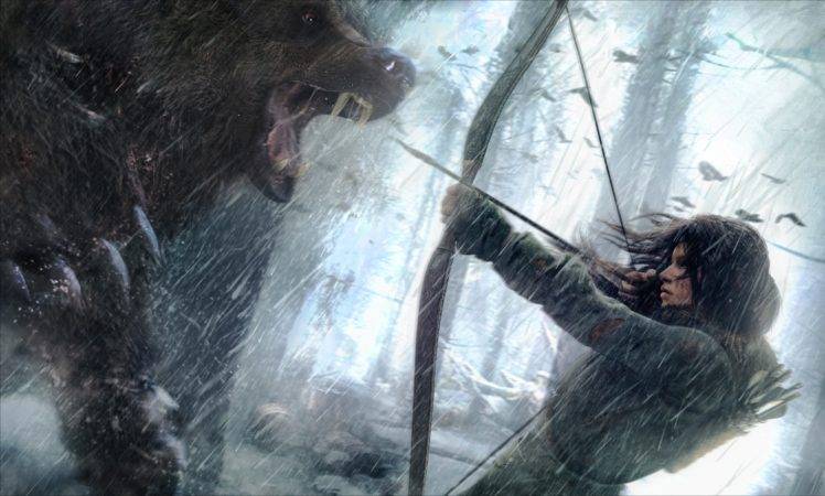 Rise of the Tomb Raider, Bow and arrow, Snow HD Wallpaper Desktop Background