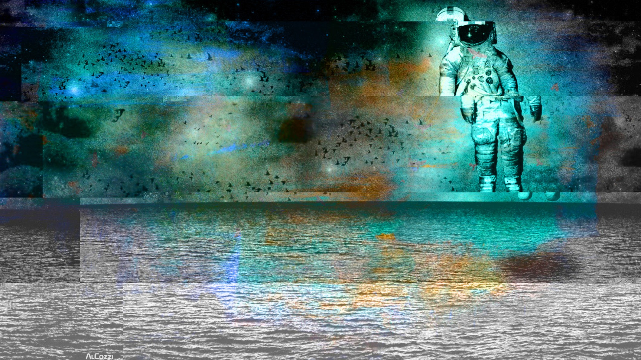 astronaut, Glitch art, Digital art Wallpaper