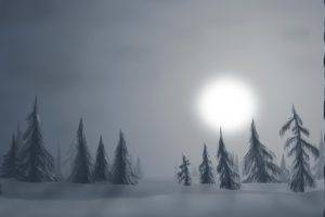 artwork, Snow, Mist