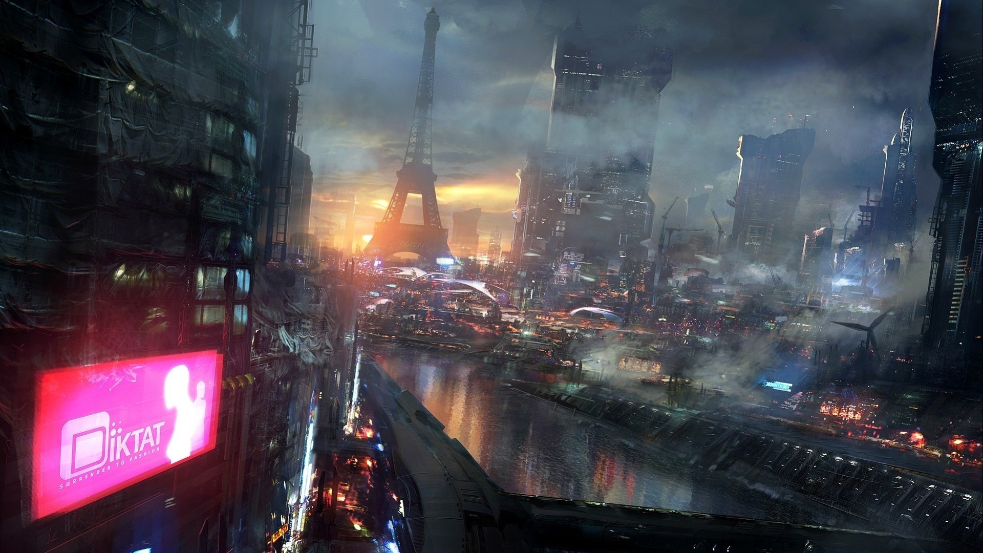 artwork, Digital art, City, Futuristic, Paris Wallpaper