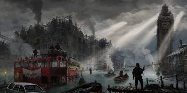 apocalyptic, London, Artwork, Dystopian HD Wallpaper Desktop Background