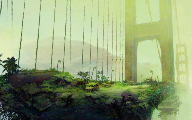Golden Gate Bridge, Artwork, Apocalyptic, Futuristic HD Wallpaper Desktop Background