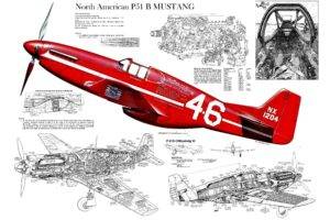 digital art, Sketches, Airplane, Cockpit, North American P 51 Mustang