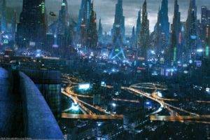 cyberpunk, Cityscape, City, Futuristic city, Digital art