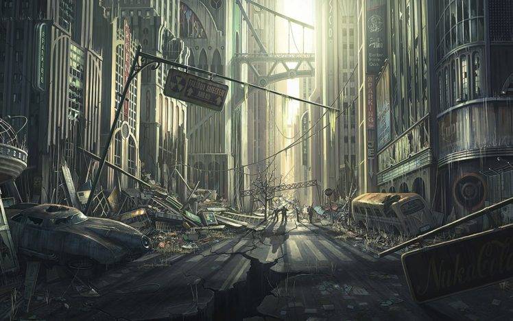 artwork, Apocalyptic, Street, Abandoned, Fallout HD Wallpaper Desktop Background