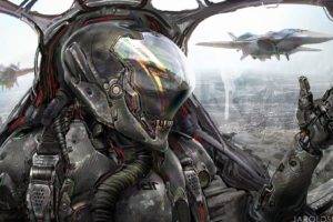 concept art, Science fiction, Aircraft, Thumbs up, Artwork
