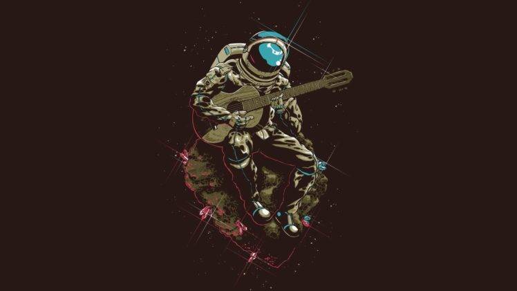 artwork, Astronaut, Guitar, Minimalism HD Wallpaper Desktop Background