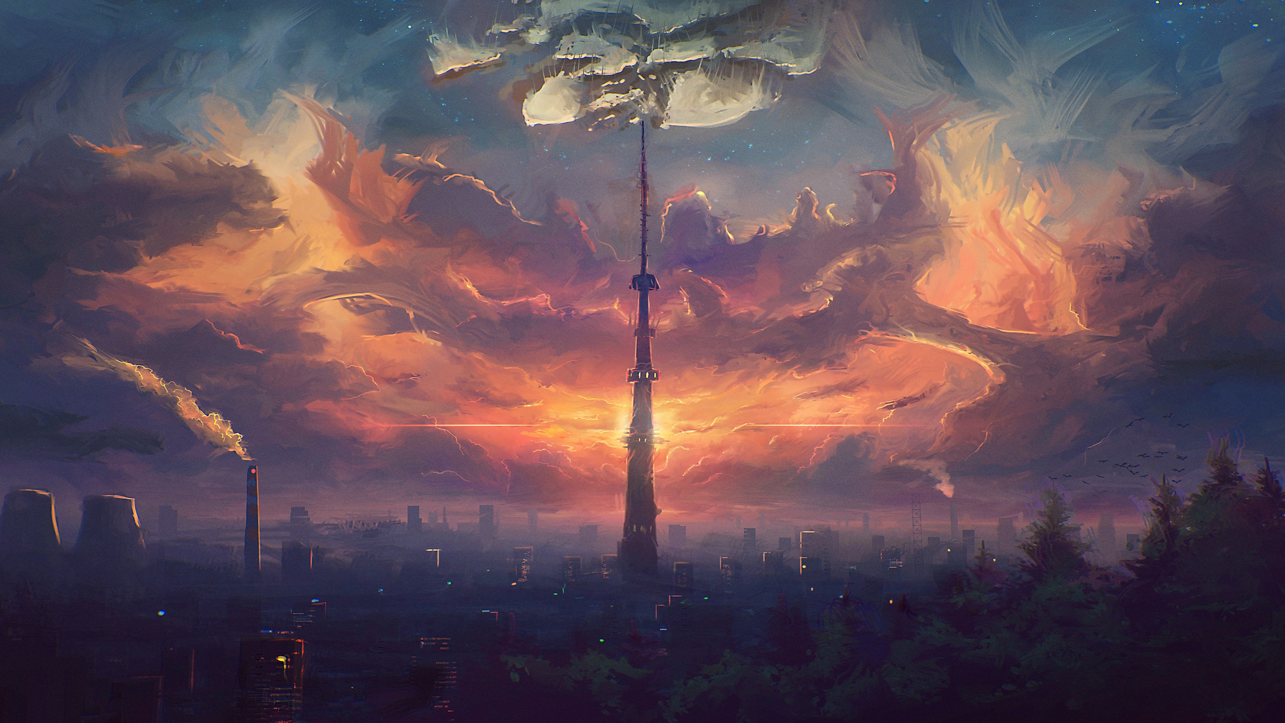 artwork, Painting, Tower, City Wallpaper