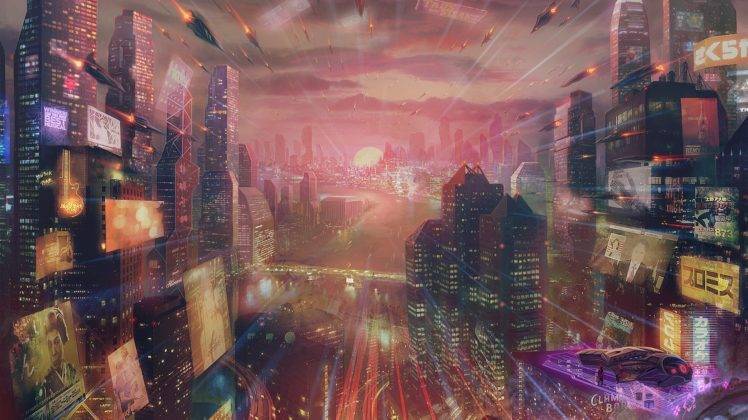 artwork, Futuristic city HD Wallpaper Desktop Background