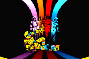 artwork, Astronauts, Pac Man