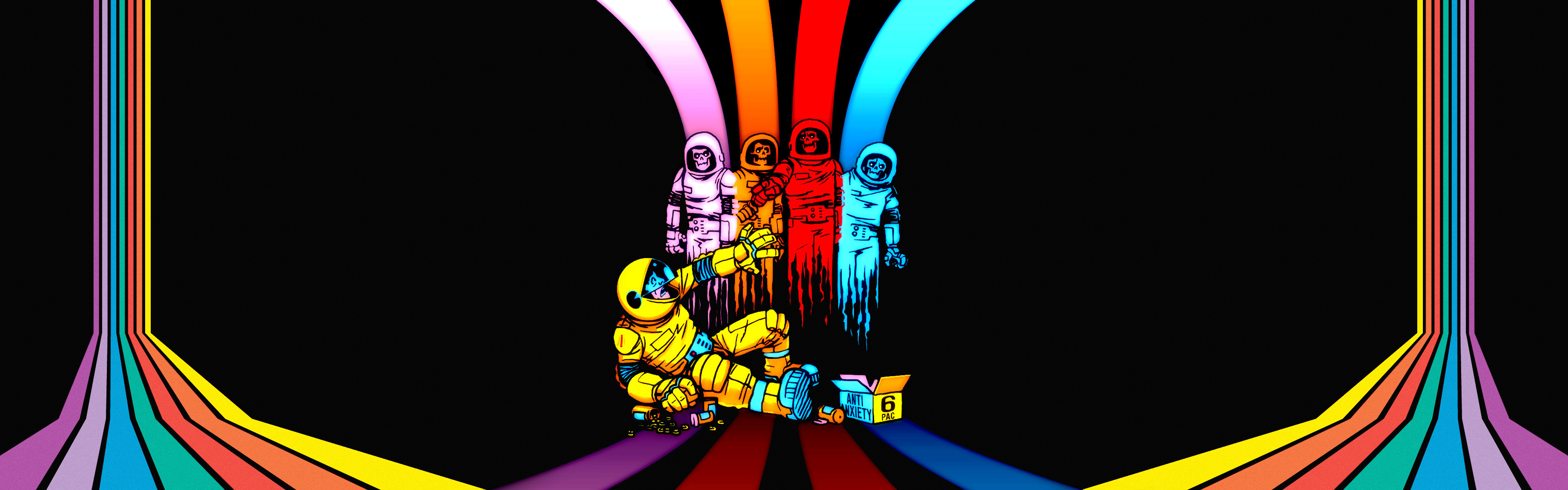 artwork, Astronauts, Pac Man Wallpaper