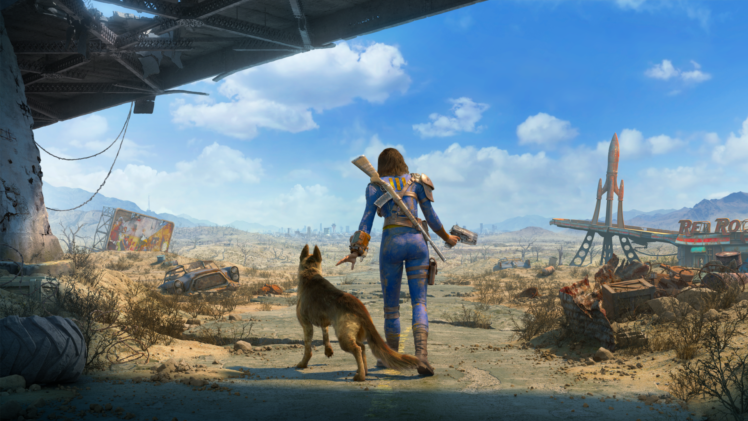 Fallout 4, Dogmeat, Weapon, Apocalyptic HD Wallpaper Desktop Background