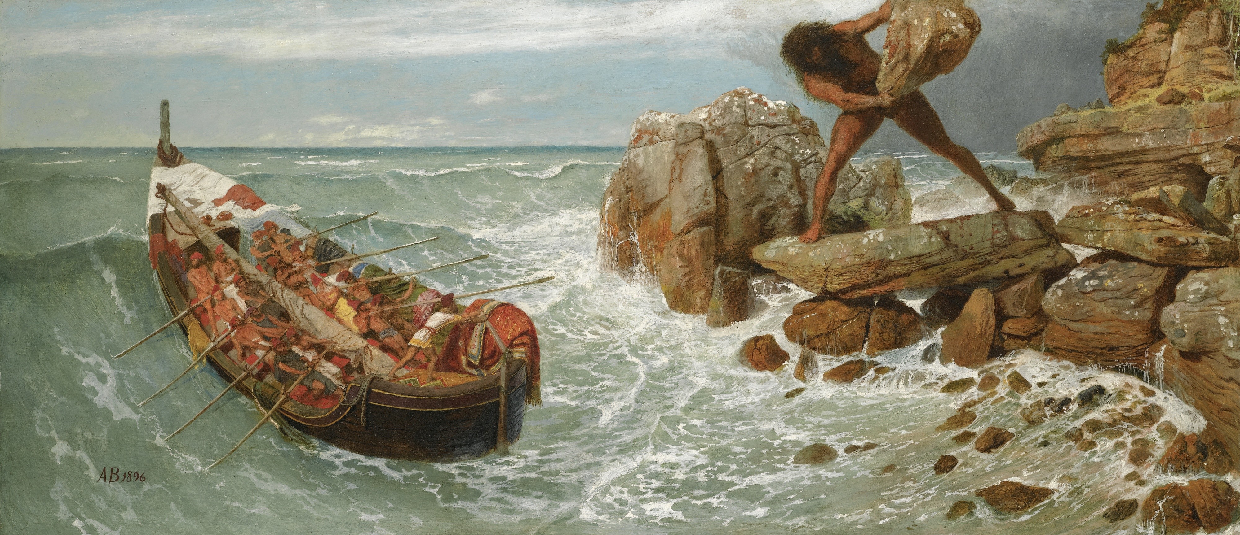 oil painting, Odysseus, Artwork, Arnold Böcklin Wallpaper